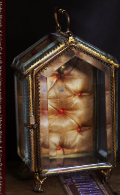 五角形の扉を持つアンティーク懐中時計収納スタンド-S0842-3