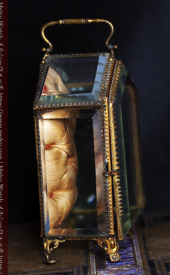 五角形の扉を持つアンティーク懐中時計収納スタンド-S0842-5