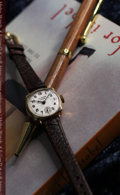 英国ベンソン 金無垢の特殊型女性用アンティーク腕時計 【1949年頃】-W1234-11