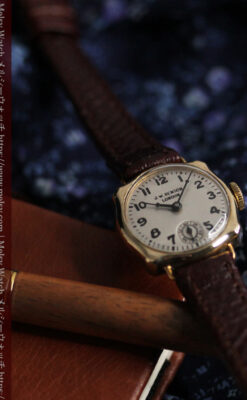 英国ベンソン 金無垢の特殊型女性用アンティーク腕時計 【1949年頃】-W1234-5