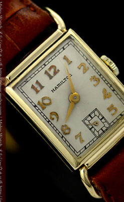 ハミルトン1941年製の縦長のアンティーク腕時計-W1082-5