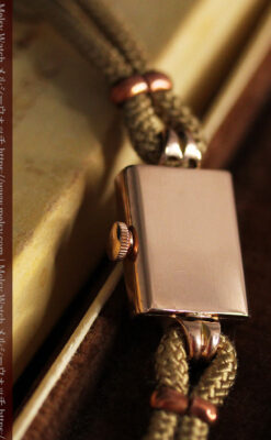 オメガ 金無垢ローズゴールドの女性用アンティーク腕時計 【1946年製】箱付き-W1186-13