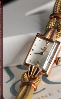 オメガ 金無垢ローズゴールドの女性用アンティーク腕時計 【1946年製】箱付き-W1186-3