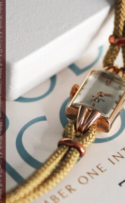 オメガ 金無垢ローズゴールドの女性用アンティーク腕時計 【1946年製】箱付き-W1186-5