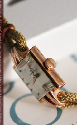 オメガ 金無垢ローズゴールドの女性用アンティーク腕時計 【1946年製】箱付き-W1186-6