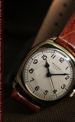 英国ウォルサム クッション型の金無垢アンティーク腕時計 【1946年頃】-W1214-10