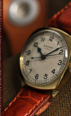 英国ウォルサム クッション型の金無垢アンティーク腕時計 【1946年頃】-W1214-12