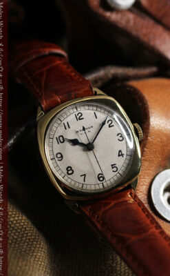 英国ウォルサム クッション型の金無垢アンティーク腕時計 【1946年頃】-W1214-2