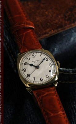 英国ウォルサム クッション型の金無垢アンティーク腕時計 【1946年頃】-W1214-4