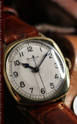 英国ウォルサム クッション型の金無垢アンティーク腕時計 【1946年頃】-W1214-5