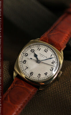 英国ウォルサム クッション型の金無垢アンティーク腕時計 【1946年頃】-W1214-6