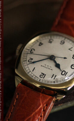 英国ウォルサム クッション型の金無垢アンティーク腕時計 【1946年頃】-W1214-8