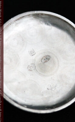 青いエナメル装飾の銀無垢アンティーク腕時計-W1441-16