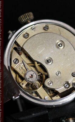 青いエナメル装飾の銀無垢アンティーク腕時計-W1441-17