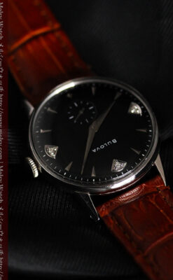 黒にダイヤモンドの映えるブローバの1954年製のアンティーク腕時計-W1447-12