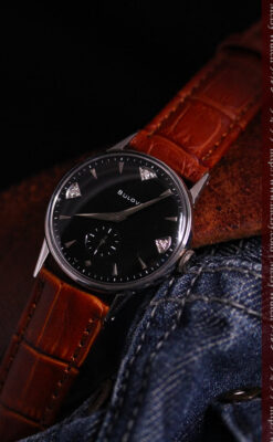 黒にダイヤモンドの映えるブローバの1954年製のアンティーク腕時計-W1447-2