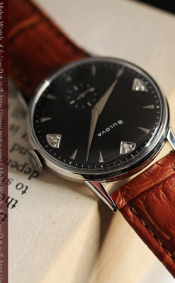 黒にダイヤモンドの映えるブローバの1954年製のアンティーク腕時計-W1447-6