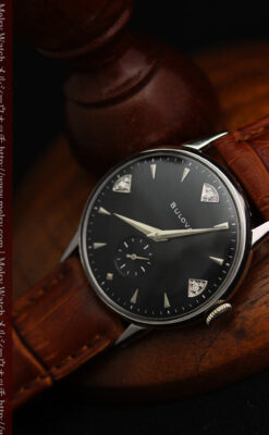 黒にダイヤモンドの映えるブローバの1954年製のアンティーク腕時計-W1447-7