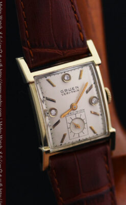 グリュエンの1945年頃のダイヤモンド装飾が綺麗なアンティーク腕時計-W1448-14