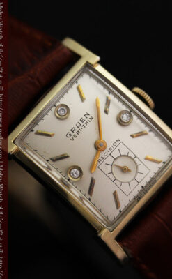 グリュエンの1945年頃のダイヤモンド装飾が綺麗なアンティーク腕時計-W1448-15