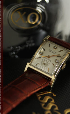 グリュエンの1945年頃のダイヤモンド装飾が綺麗なアンティーク腕時計-W1448-5