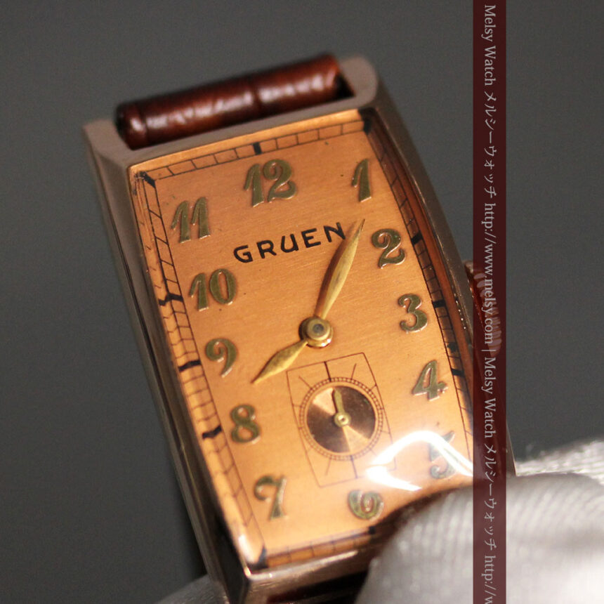 グリュエンのローズ色のアンティーク腕時計-W1455-1