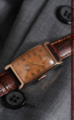 グリュエンのローズ色のアンティーク腕時計-W1455-4