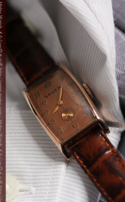 グリュエンのローズ色のアンティーク腕時計-W1455-5