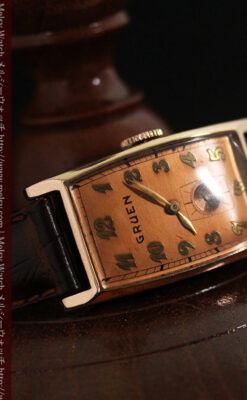 グリュエンのローズ色のアンティーク腕時計-W1455-8