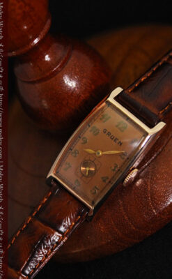 グリュエンのローズ色のアンティーク腕時計-W1455-9