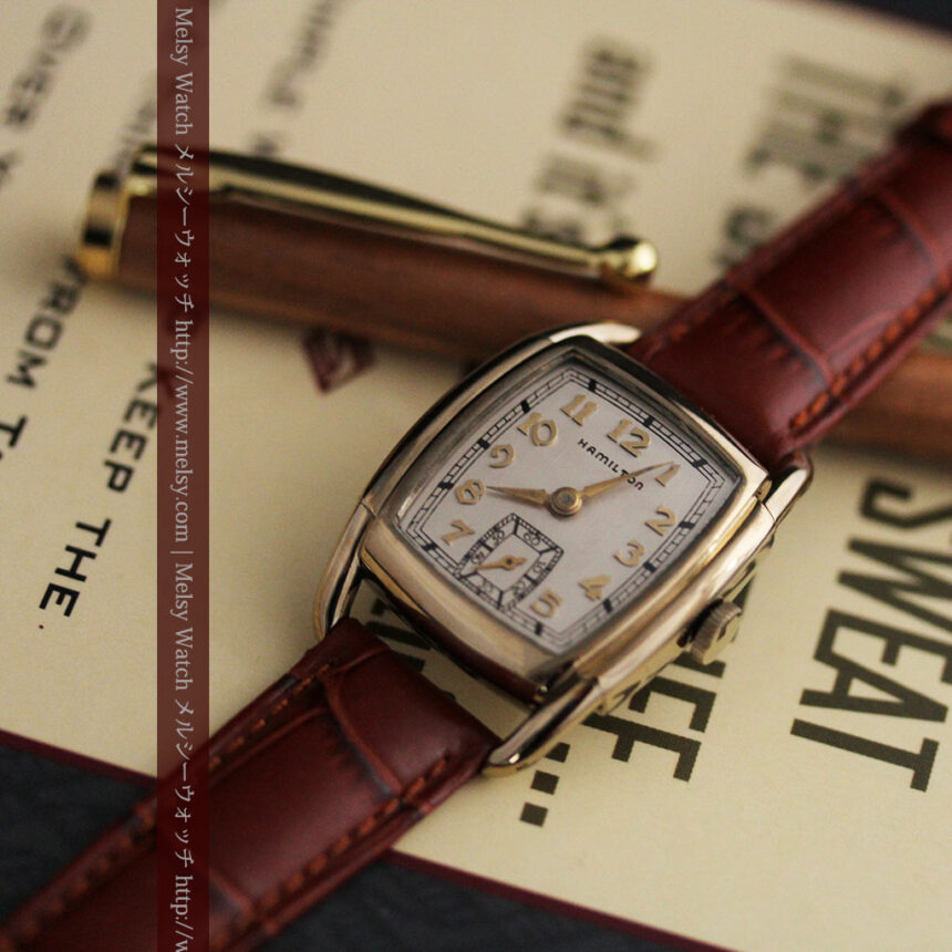 ハミルトンの曲線の綺麗な1940年頃のアンティーク腕時計-W1460-1
