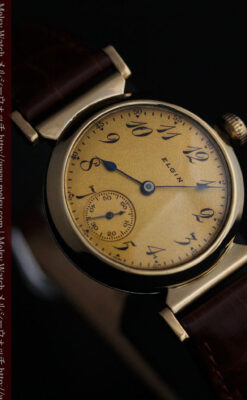 可動ラグを持つエルジンの雰囲気あるアンティーク腕時計-W1462-11