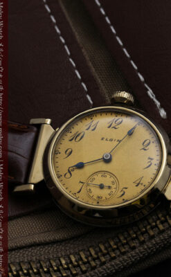 可動ラグを持つエルジンの雰囲気あるアンティーク腕時計-W1462-2