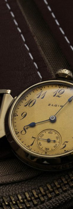 可動ラグを持つエルジンの雰囲気あるアンティーク腕時計-W1462-2
