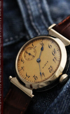 可動ラグを持つエルジンの雰囲気あるアンティーク腕時計-W1462-6