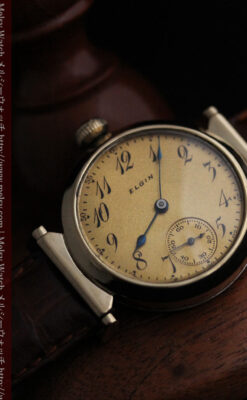 可動ラグを持つエルジンの雰囲気あるアンティーク腕時計-W1462-7