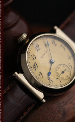 可動ラグを持つエルジンの雰囲気あるアンティーク腕時計-W1462-8