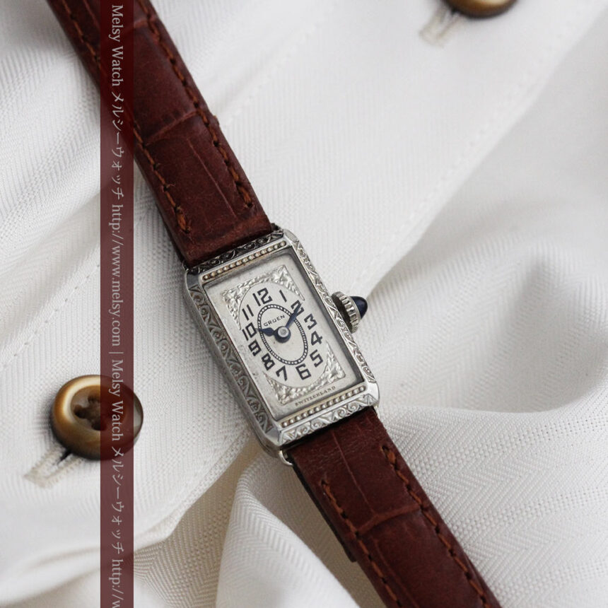 個性の光るグリュエン 女性用アンティーク腕時計【1920年頃】-W1464-1