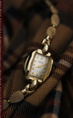グリュエンの上品なメッシュバンドのアンティーク腕時計 【1950年頃】-W1466-3
