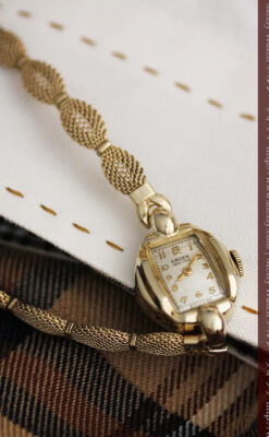 グリュエンの上品なメッシュバンドのアンティーク腕時計 【1950年頃】-W1466-5