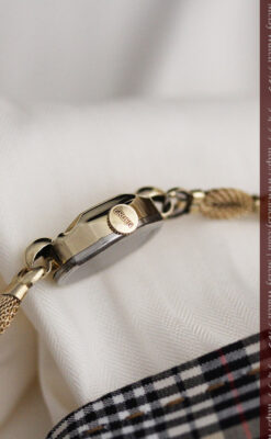 グリュエンの上品なメッシュバンドのアンティーク腕時計 【1950年頃】-W1466-6