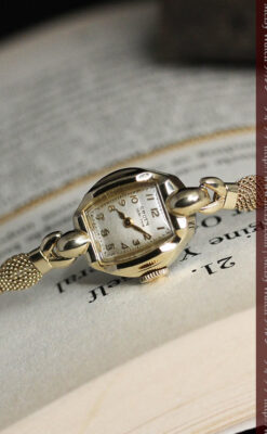 グリュエンの上品なメッシュバンドのアンティーク腕時計 【1950年頃】-W1466-8