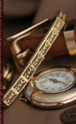 ウォルサムの金彩模様と細工バンドのアンティーク腕時計 【1898年製】-W1467-12