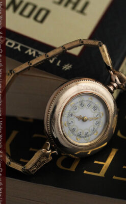 ウォルサムの金彩模様と細工バンドのアンティーク腕時計 【1898年製】-W1467-13