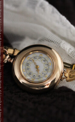 ウォルサムの金彩模様と細工バンドのアンティーク腕時計 【1898年製】-W1467-2