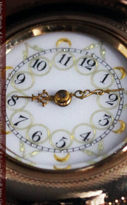 ウォルサムの金彩模様と細工バンドのアンティーク腕時計 【1898年製】-W1467-4