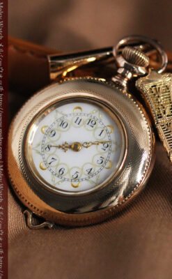 ウォルサムの金彩模様と細工バンドのアンティーク腕時計 【1898年製】-W1467-5