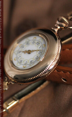 ウォルサムの金彩模様と細工バンドのアンティーク腕時計 【1898年製】-W1467-7