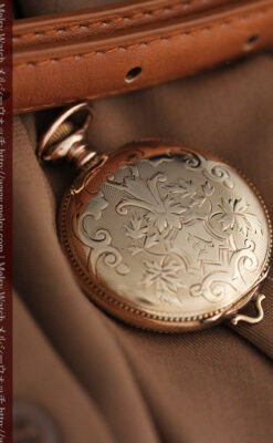 ウォルサムの金彩模様と細工バンドのアンティーク腕時計 【1898年製】-W1467-8