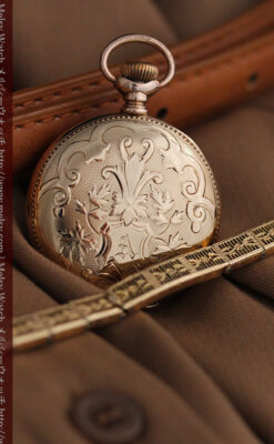 ウォルサムの金彩模様と細工バンドのアンティーク腕時計 【1898年製】-W1467-9